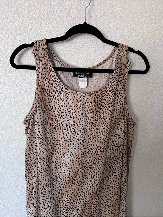 Requirements Dresses & Skirts - Requirements Beige and Black Sleeveless Maxi Dress with Animal Dot Print sz leg